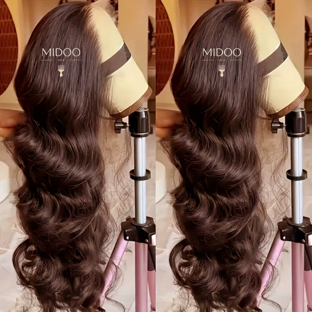 Chocolate Brown Body Wave Lace Front Human Hair Wig